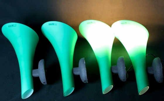 Image 1 of Four Green Murano Glass Wall Lights, Carlo Nason For Murano Due