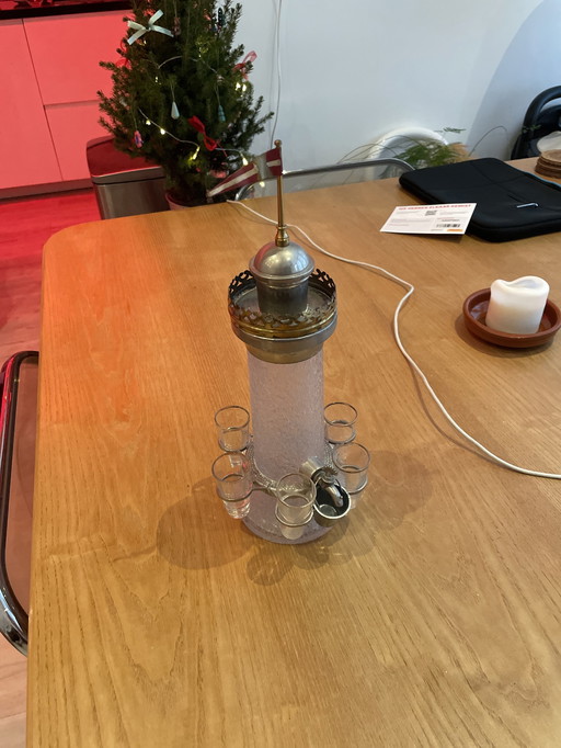 Old Liqueur Dispenser “Tower” With Shotglasses