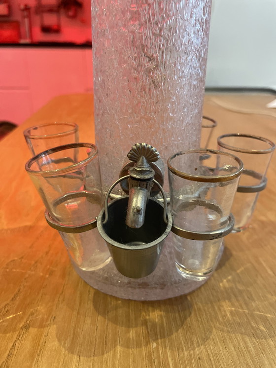 Image 1 of Old Liqueur Dispenser “Tower” With Shotglasses