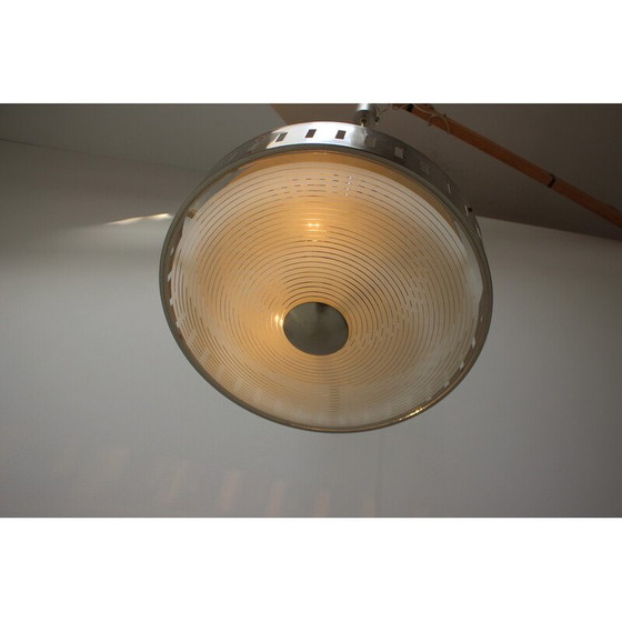 Image 1 of Mid century glass and metal pendant lamp, Germany 1969