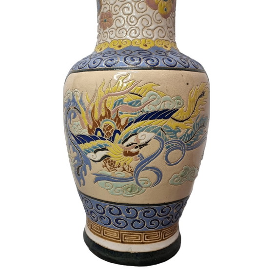 Image 1 of Vintage Chinese Ceramic Vase Phoenix 1970s