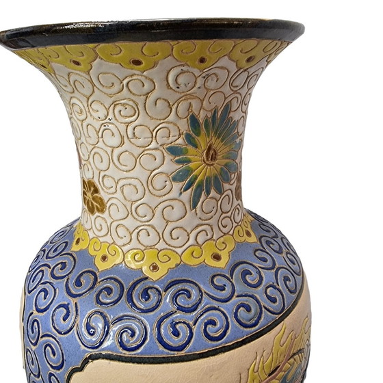 Image 1 of Vintage Chinese Ceramic Vase Phoenix 1970s