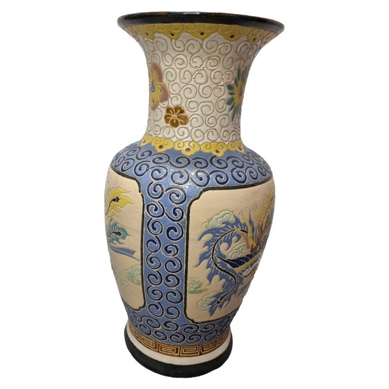 Image 1 of Vintage Chinese Ceramic Vase Phoenix 1970s