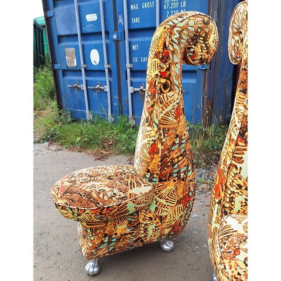 Image 1 of Pair of vintage armchairs in multicolored velvet for Bretz, Germany 1990