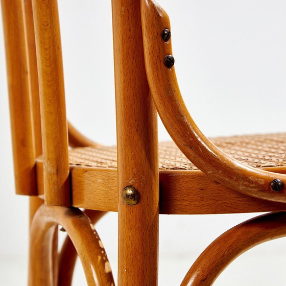 Image 1 of Vintage beechwood chair with bentwood frame and rattan seat, 1960s
