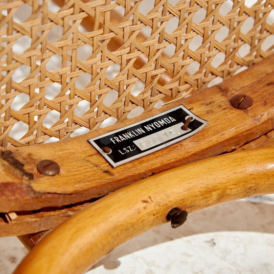 Image 1 of Vintage beechwood chair with bentwood frame and rattan seat, 1960s