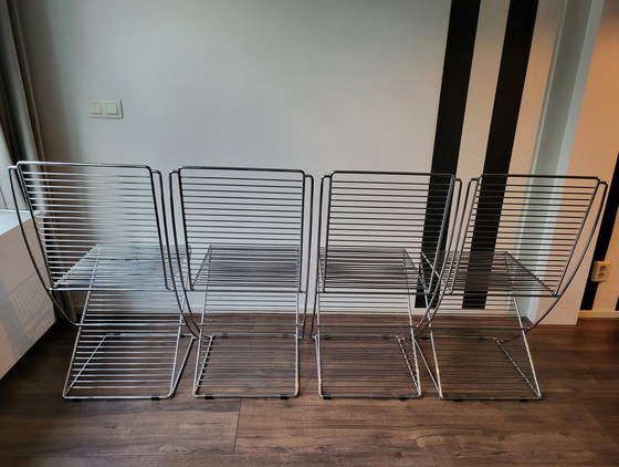 Image 1 of Conjunto de 4 sillas de alambre al estilo de Till Behrens, años 80 