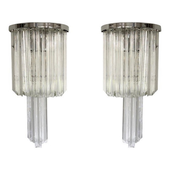 Image 1 of Set Of Two Italian Mid-Century Modern Style Belt "Triedro" Wall Sconces