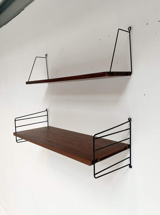 Image 1 of String Design 6-Piece Wall Rack Brown, 1960S