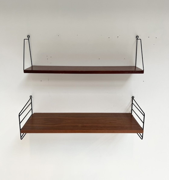 Image 1 of String Design 6-Piece Wall Rack Brown, 1960S