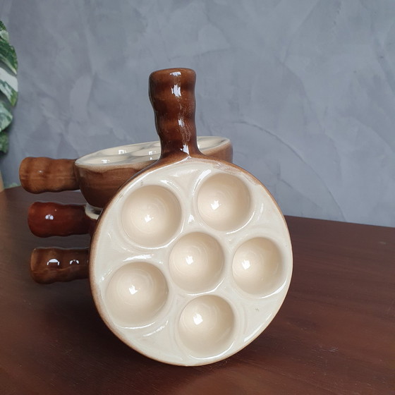 Image 1 of 4 Snail Pans From Emile Henry Vintage 1970s