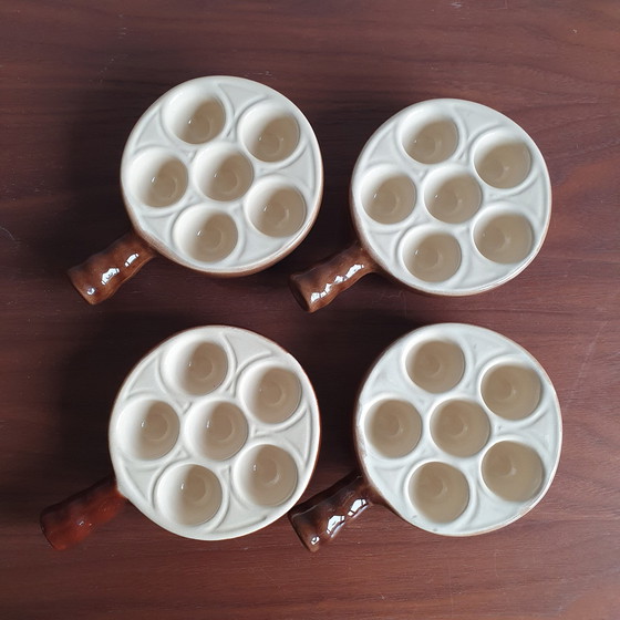 Image 1 of 4 Snail Pans From Emile Henry Vintage 1970s