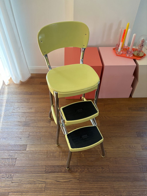 Cosco high chair Children's chair Stair chair Bar stool 50s yellow metal