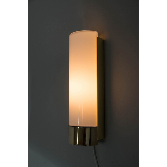 Image 1 of Brass and opaline glass wall lamp for Glashutte Limburg, 1970s