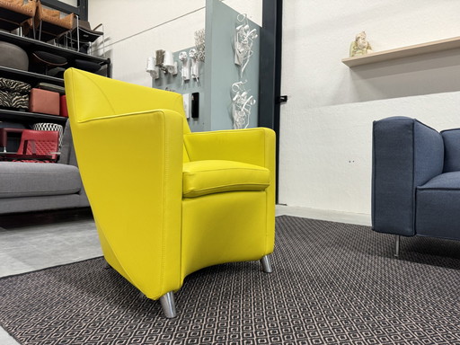 Fauteuil Leolux Dolcinea Cuir jaune canari