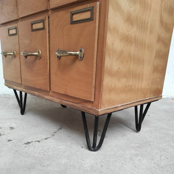 Image 1 of Vintage workshop furniture in solid wood and metal with 9 drawers