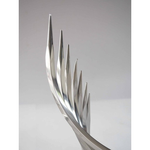 Pair of stainless steel candlesticks by Xavier Feal for Inox Industrie, 1970