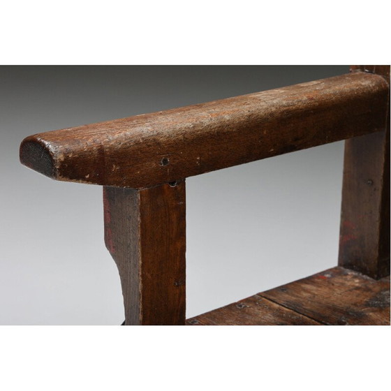 Image 1 of Vintage high back wooden Wabi-Sabi Pray bench, 1880s