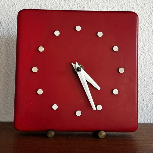 Sixties Leka Ruurlo Holland Table Clock Wood