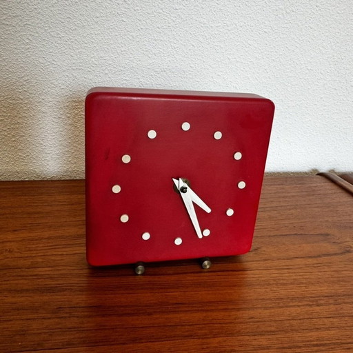 Sixties Leka Ruurlo Holland Table Clock Wood