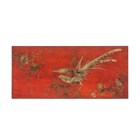Image 1 of Vintage rectangular coffee table in lacquer and gilded iron, France 1950