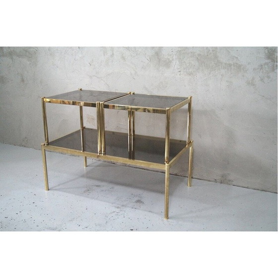 Image 1 of Set di 3 tavolini da caffè minimalisti vintage in ottone, Italia 1970