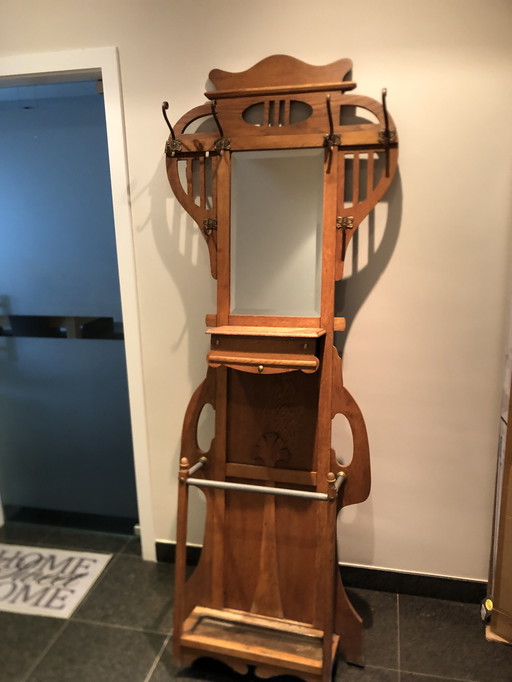 Art Nouveau hall coat rack + umbrella stand