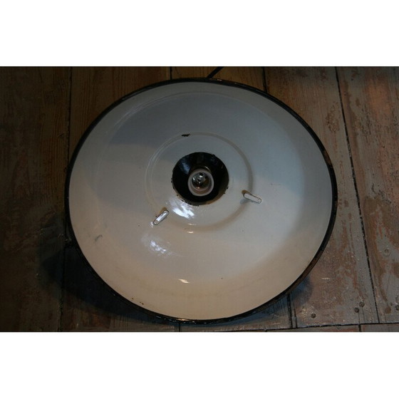 Image 1 of Lampada a sospensione industriale in lamiera di acciaio verde "33 Mi", 1960