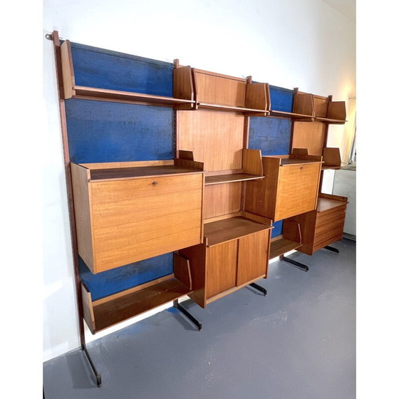 Image 1 of Vintage modular wall unit in wood and metal, Italy 1950