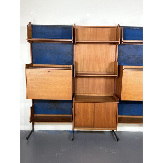 Image 1 of Vintage modular wall unit in wood and metal, Italy 1950