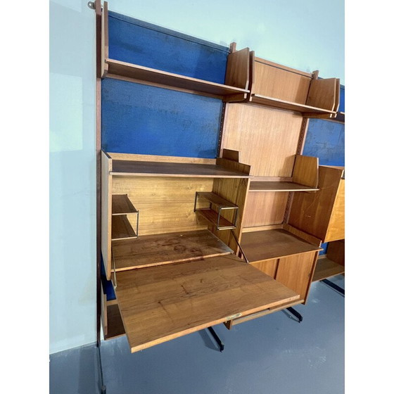 Image 1 of Vintage modular wall unit in wood and metal, Italy 1950