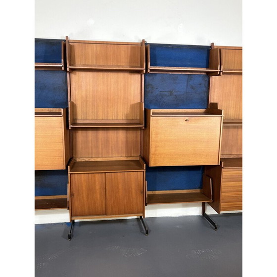 Image 1 of Vintage modular wall unit in wood and metal, Italy 1950