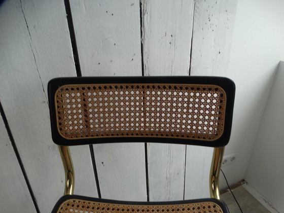 Image 1 of Tabouret de bar avec dossier et assise en sangle