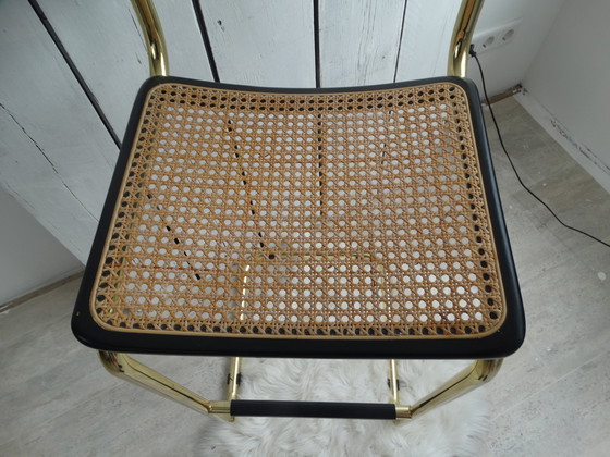 Image 1 of Tabouret de bar avec dossier et assise en sangle