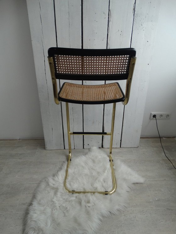 Image 1 of Tabouret de bar avec dossier et assise en sangle