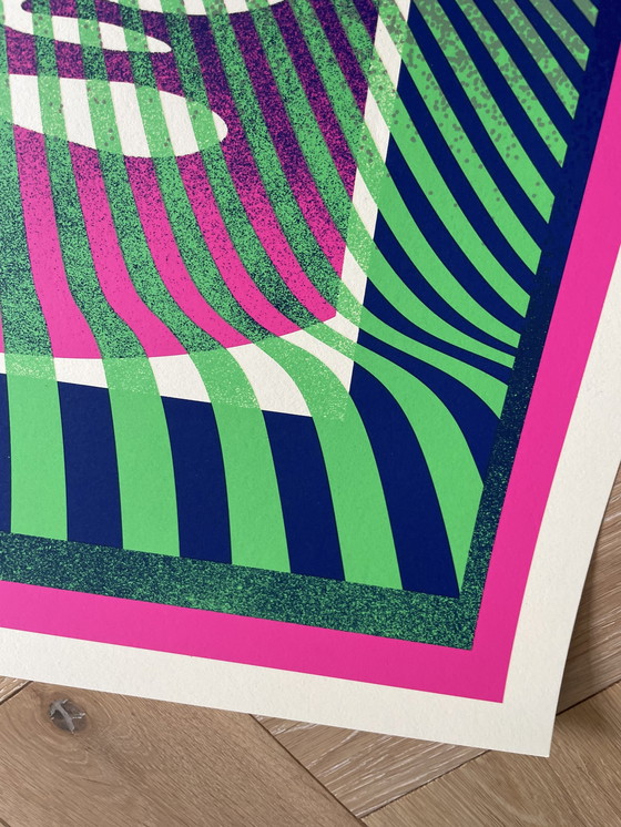 Image 1 of Shepard Fairey (Obey), Op-Art Icon (Green Gradient), Hand Signed And Numbered By The Artist. Limited Edition 113/250.