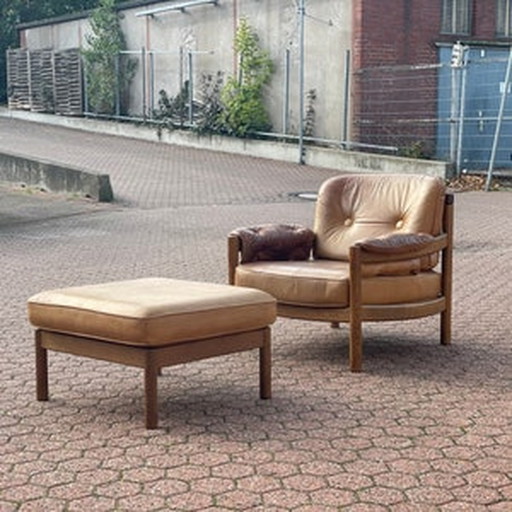  Chaise longue en cuir des années 60