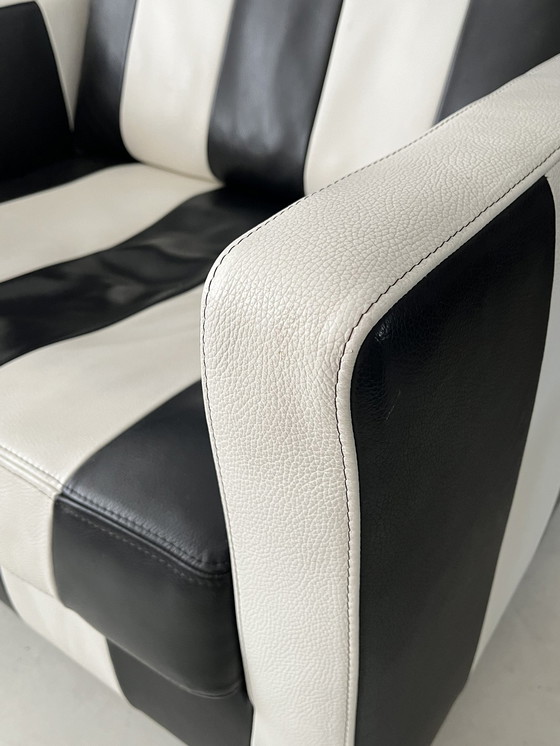 Image 1 of Montel Armchair, Genuine Leather, Black White Striped, Memphis