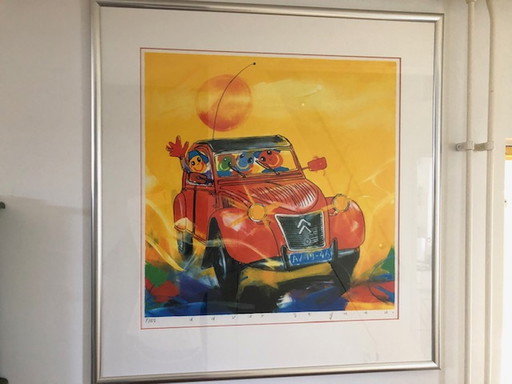 Ad Verstijnen, 2CV, no. 7/185 silkscreen print in frame