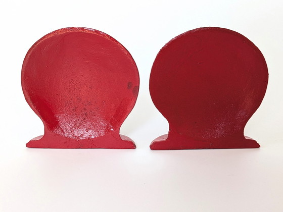 Image 1 of 2X 1970S Red Shell Bookends | Cast Iron