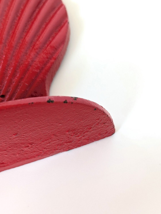 Image 1 of 2X 1970S Red Shell Bookends | Cast Iron