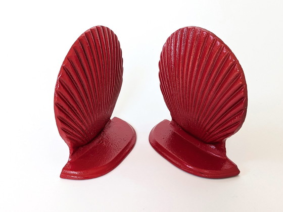 Image 1 of 2X 1970S Red Shell Bookends | Cast Iron