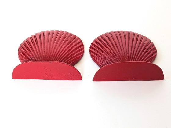 Image 1 of 2X 1970S Red Shell Bookends | Cast Iron