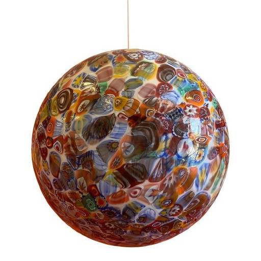 Contempoarary Murrine Sphere In Murano Style Glass With Multicolored Murrine