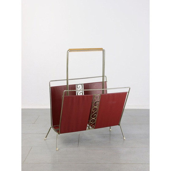 Image 1 of Mid-century Italian red magazine rack