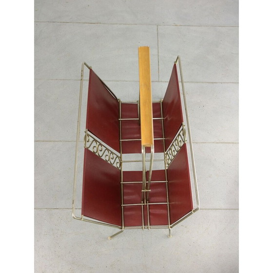 Image 1 of Mid-century Italian red magazine rack