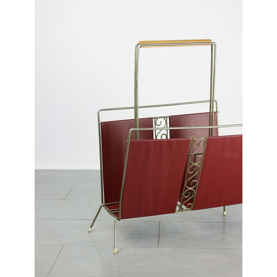 Image 1 of Mid-century Italian red magazine rack