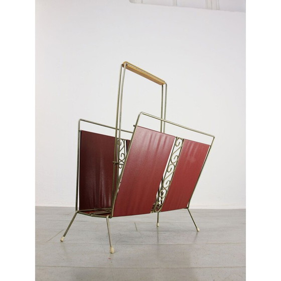 Image 1 of Mid-century Italian red magazine rack