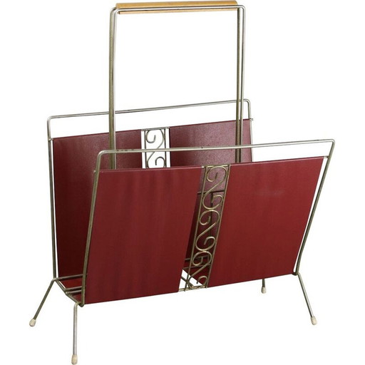 Mid-century Italian red magazine rack