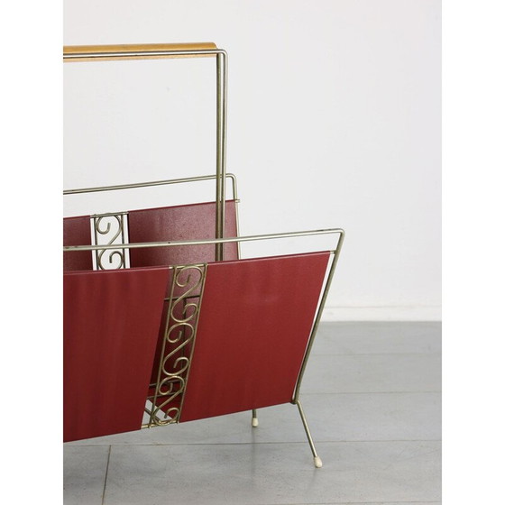 Image 1 of Mid-century Italian red magazine rack